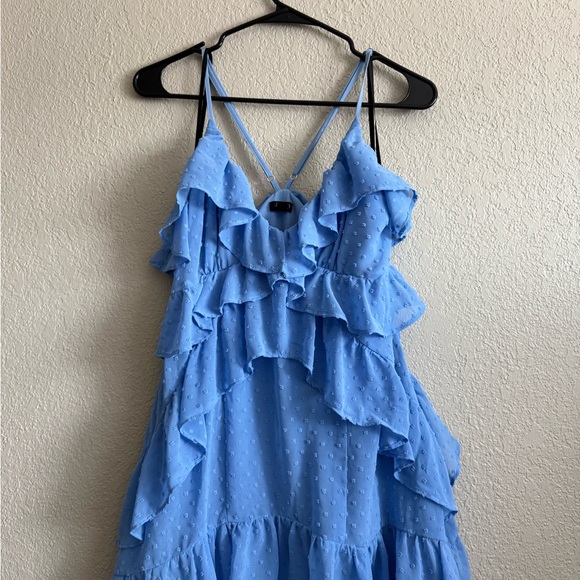 Blue Ruffled Mini Dress - Picture 4 of 8